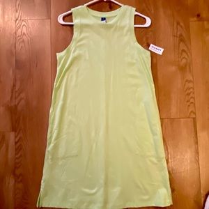 Old Navy light lime green sleeveless A-line cotton shirt dress with pockets, NWT